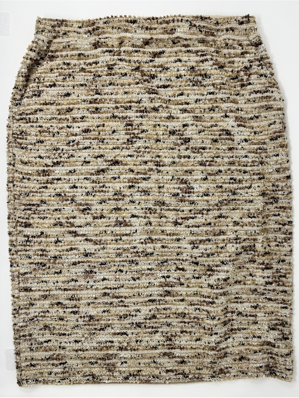 St. John Textured Beige Tweed Pencil Skirt - Women
